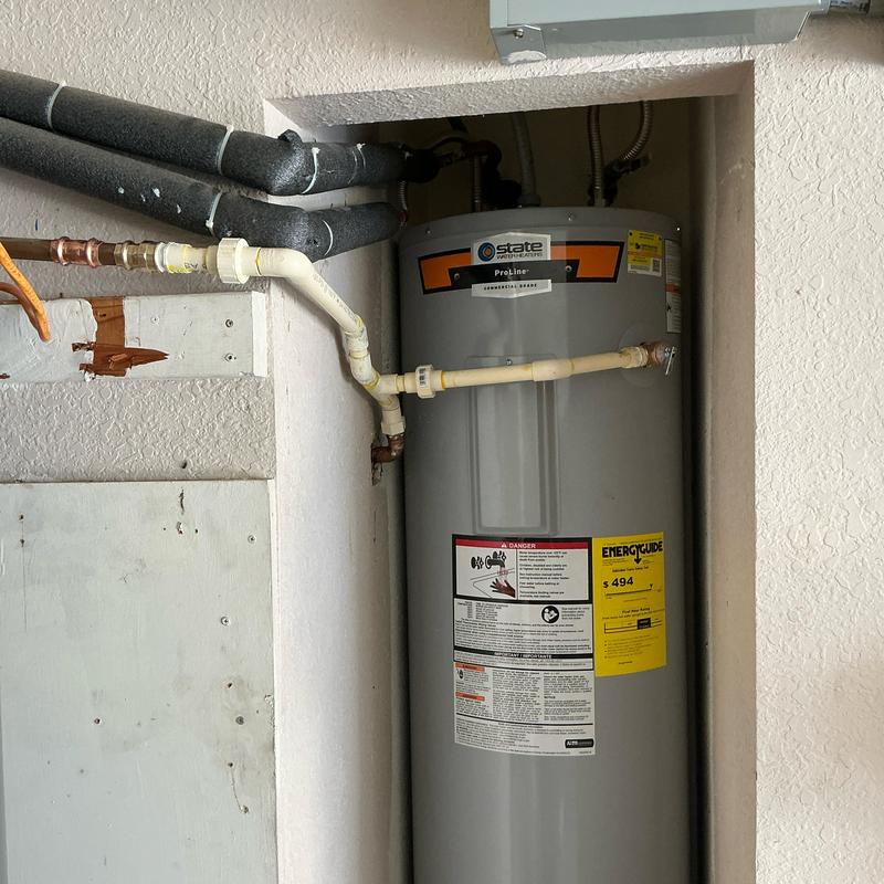 40 gallon electric water heater with new pan installation 40 gallon electric water heater with new pan installation
