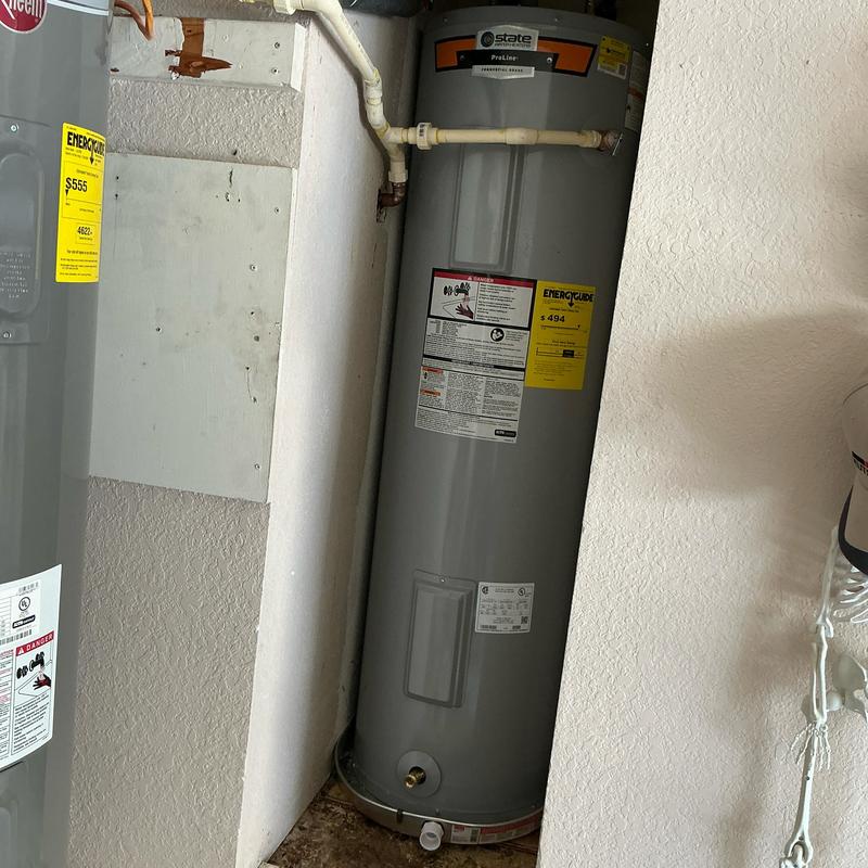 40 gallon electric water heater with new pan installation 40 gallon electric water heater with new pan installation