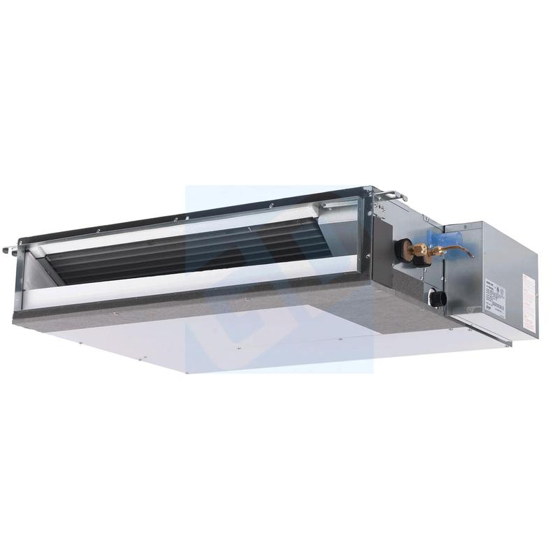 Ducted mini split indoor cooling unit with refrigerant port