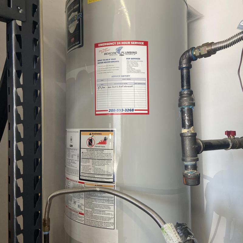 Water heater with gas control valve and piping Water heater with gas control valve and piping