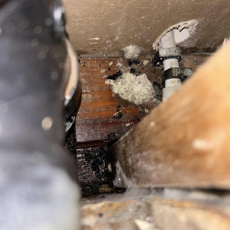 Urinal drain pipe and damaged wall inspection area Urinal drain pipe and damaged wall inspection area