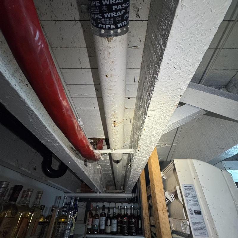 3-inch cast iron drain piping replacement in basement ceiling