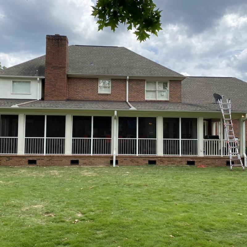 Brick chimney mortar cracks and roof shingles repair