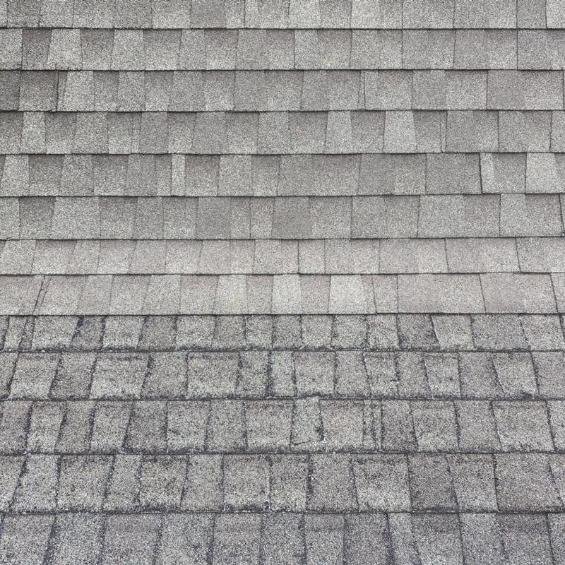 Manufacturer defected roof shingles close-up view