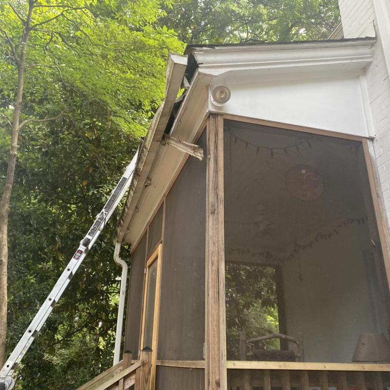 Fascia and gutter repairs on screened porch roof