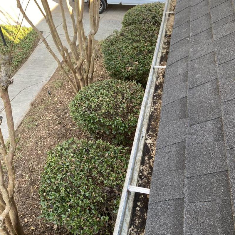 Roof gutter debris and shingle condition inspection