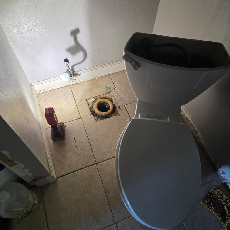 Toilet flange replacement with main sewer inspection camera