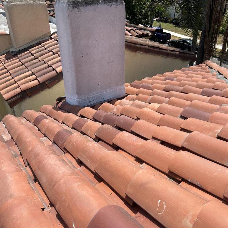 Tile roof with chimney flashing in Covina, CA Tile roof with chimney flashing in Covina, CA