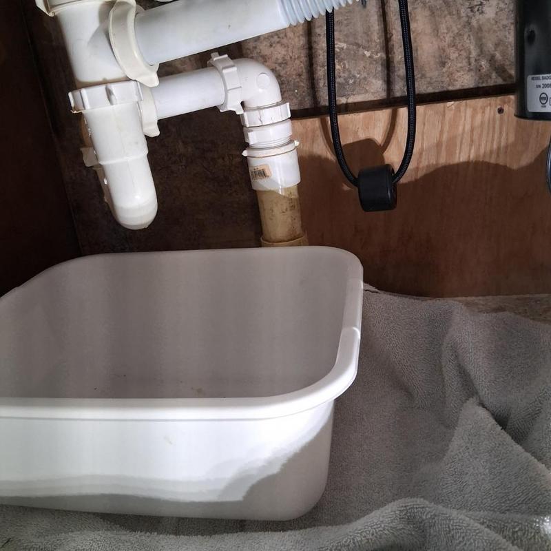 Under sink PVC piping repipe with filter replacement