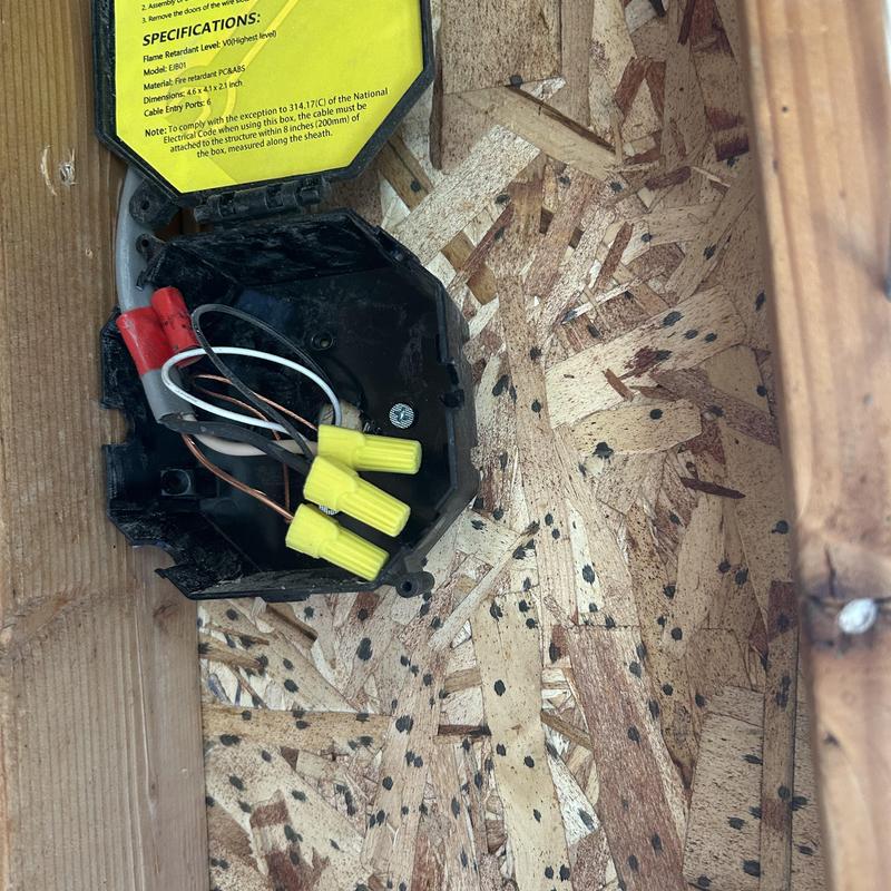 Electrical junction box wiring with wire nuts installed Electrical junction box wiring with wire nuts installed