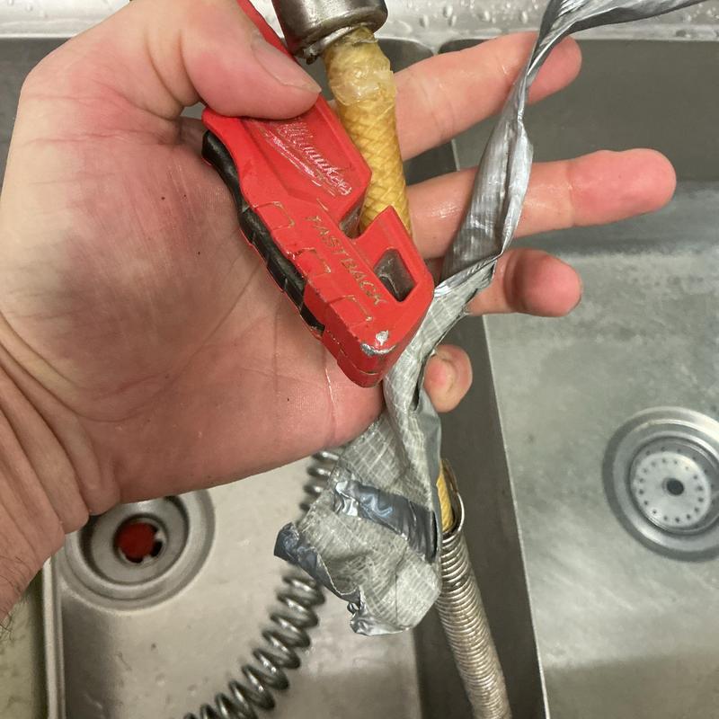 Commercial T&S brass faucet with leaking hose repair Commercial T&S brass faucet with leaking hose repair