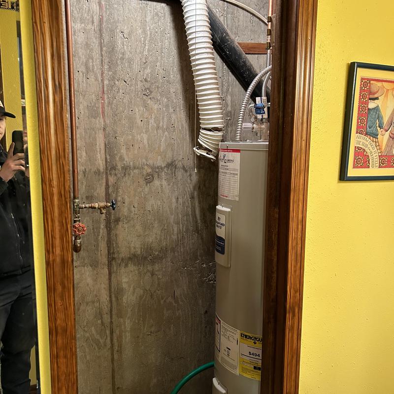 Bradford White water heater with mixing valve installed Bradford White water heater with mixing valve installed