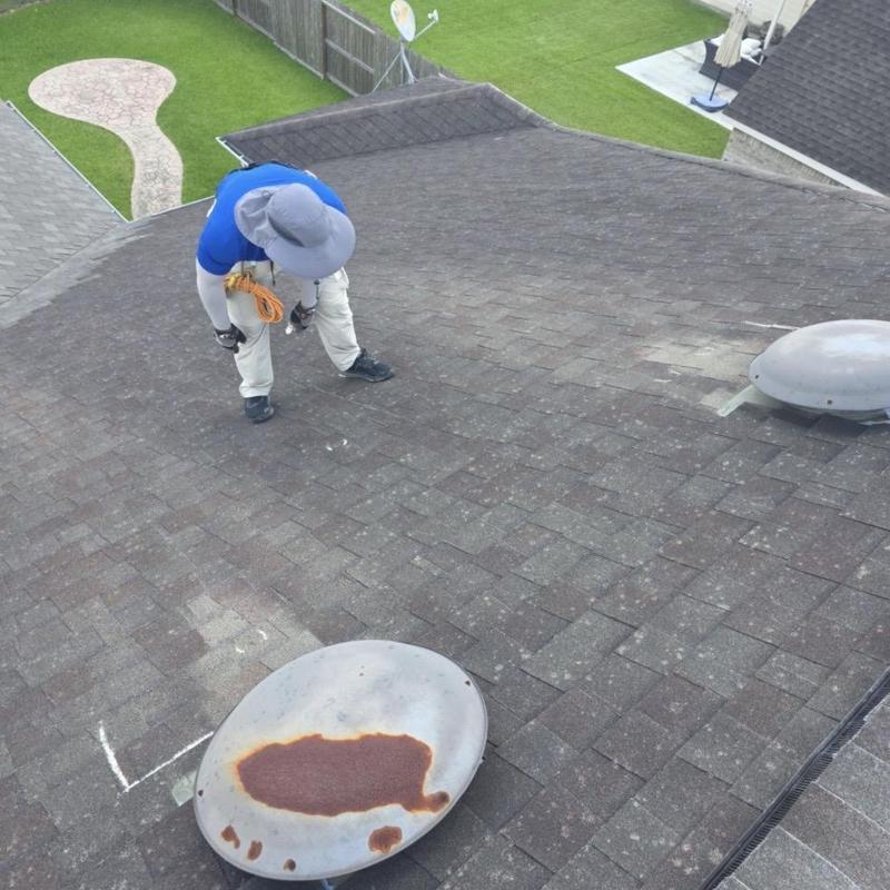 Asphalt shingle roof hail damage inspection in Pearland, TX