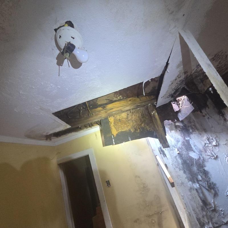 Ceiling drywall collapse with mold and water damage Ceiling drywall collapse with mold and water damage