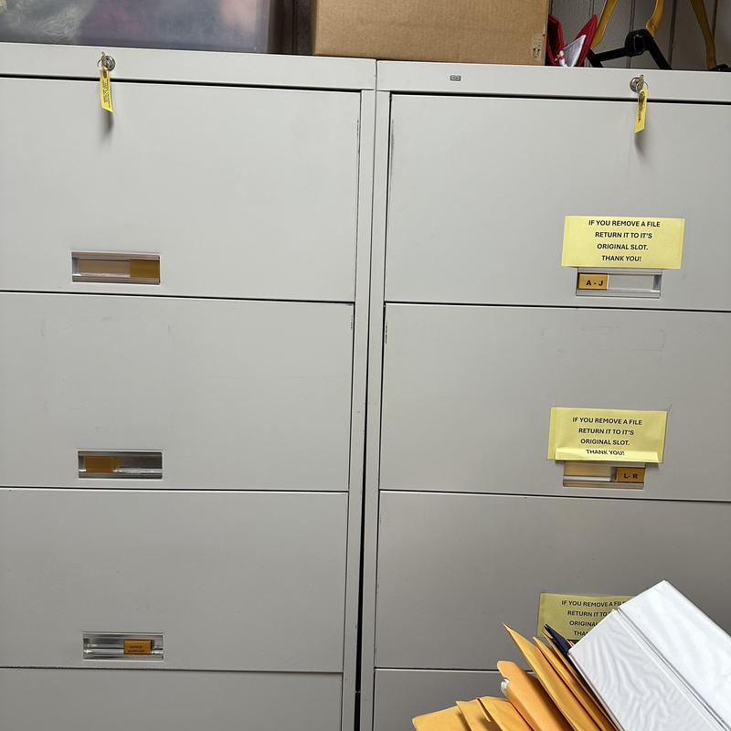 File cabinet locks with new keys in office storage File cabinet locks with new keys in office storage