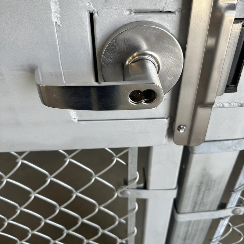 IC core cylinder door lock with new keying on metal gate