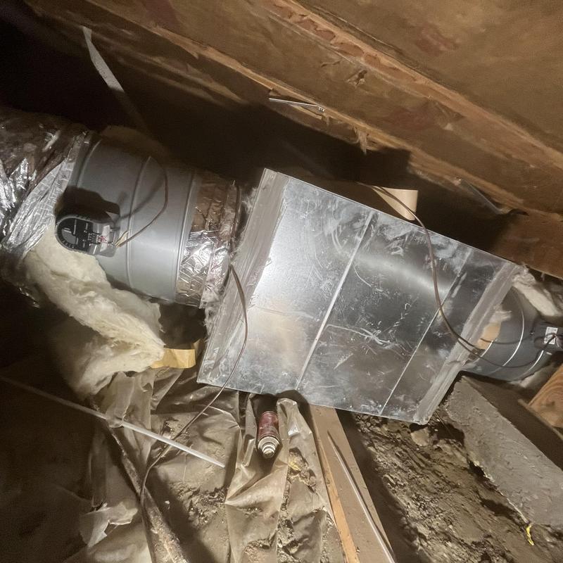HVAC ductwork with installed zone damper and wiring HVAC ductwork with installed zone damper and wiring