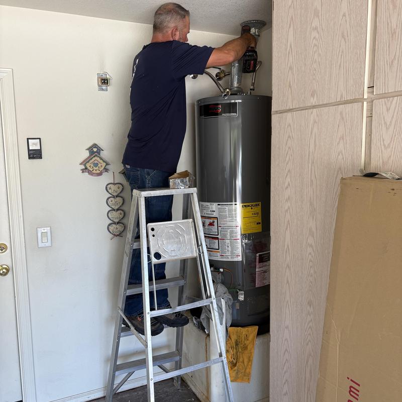 50-gallon gas water heater installation in home