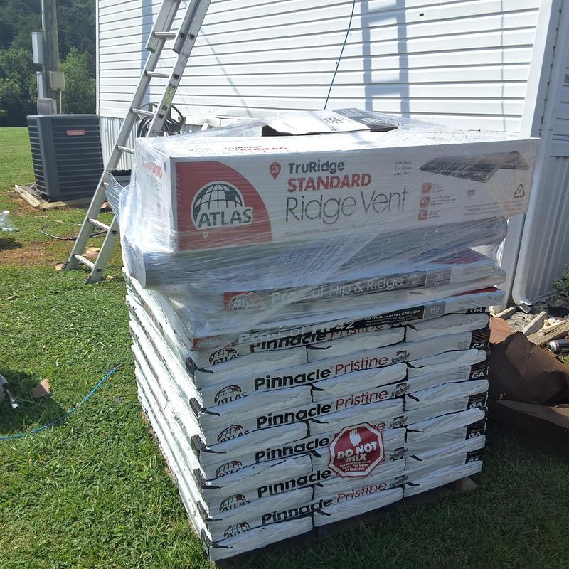Atlas Pinnacle Pristine shingles and TruRidge ridge vent stack