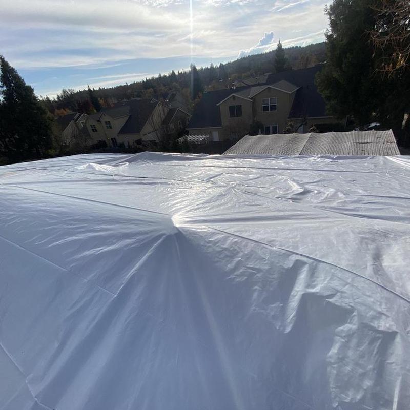 Torch down roofing membrane on residential low slope roof