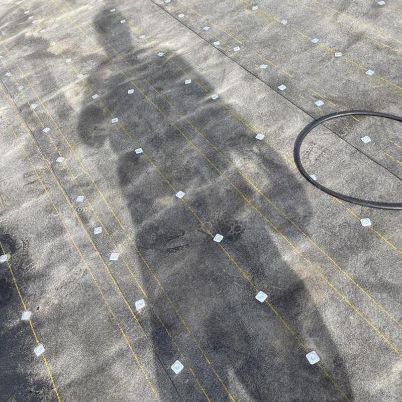 Torch down roofing underlayment with fasteners installed