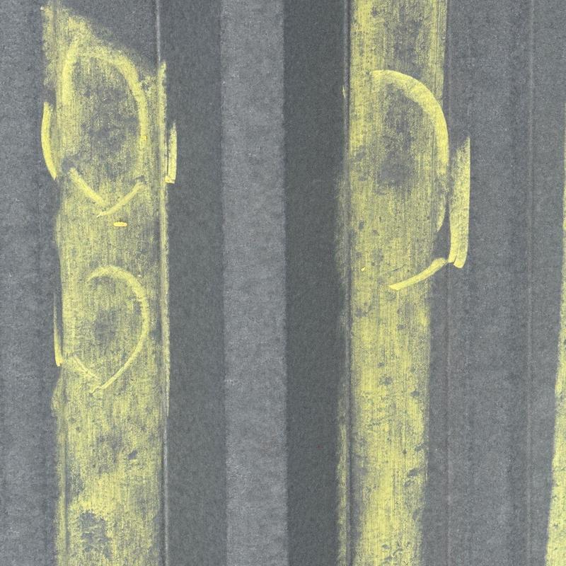Metal roofing panel with yellow chalk damage markings