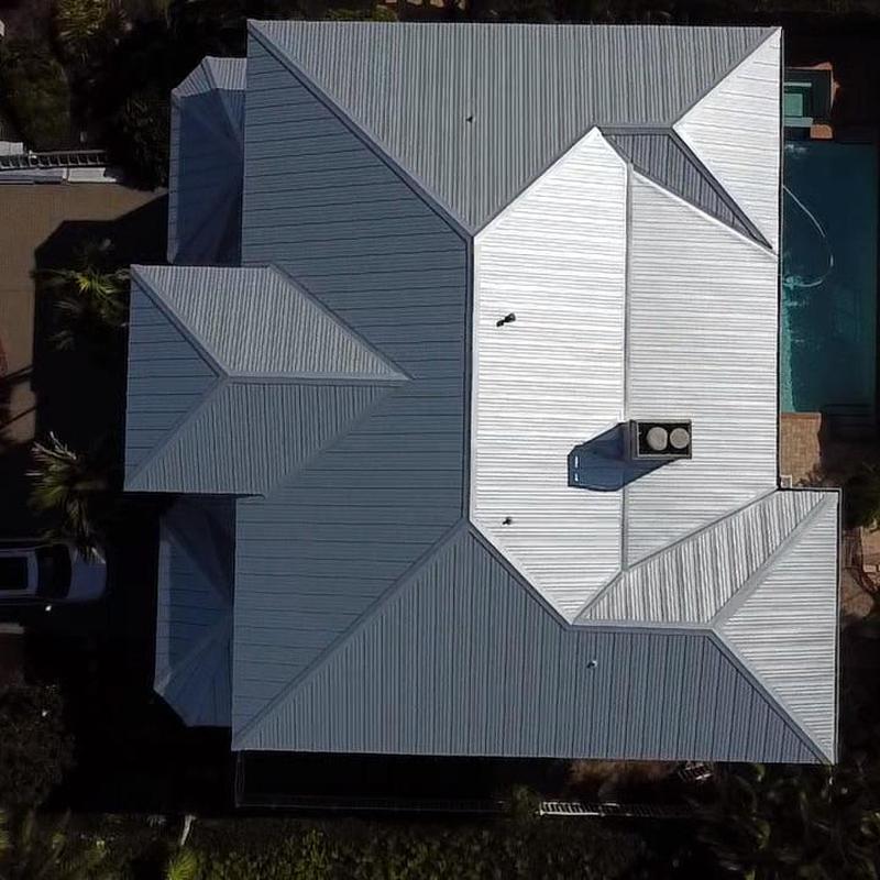 Standing seam metal roof on residential home Standing seam metal roof on residential home