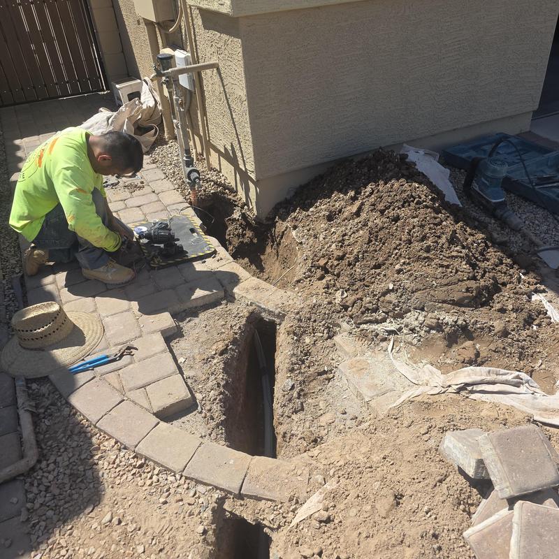 Water service line replacement near house foundation