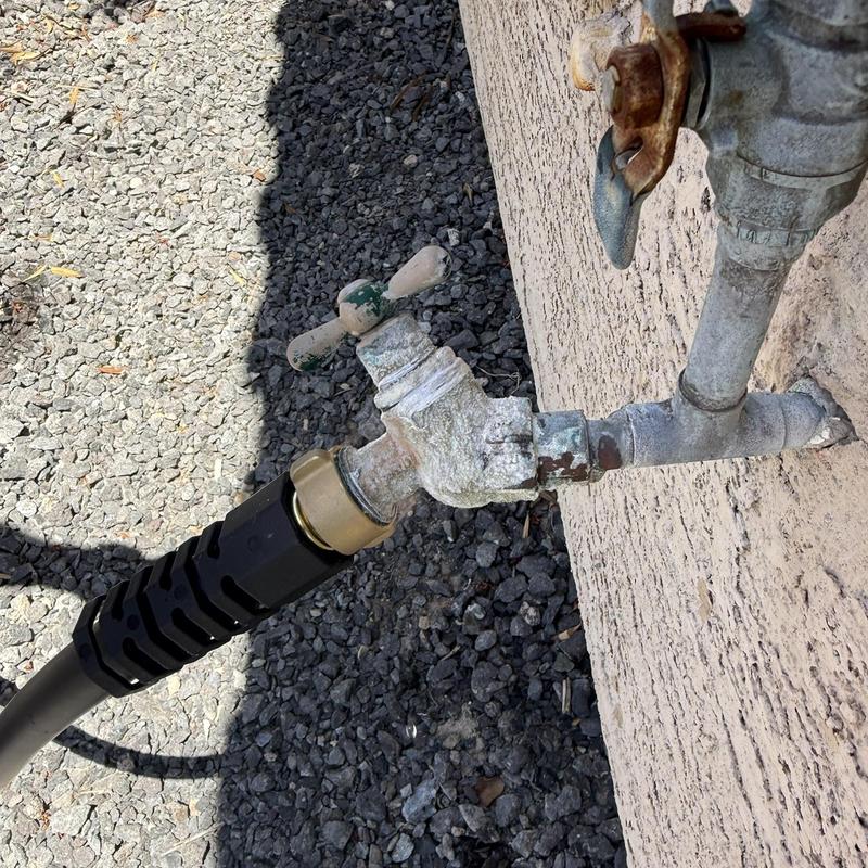 Outdoor hose bib with attached water line repair