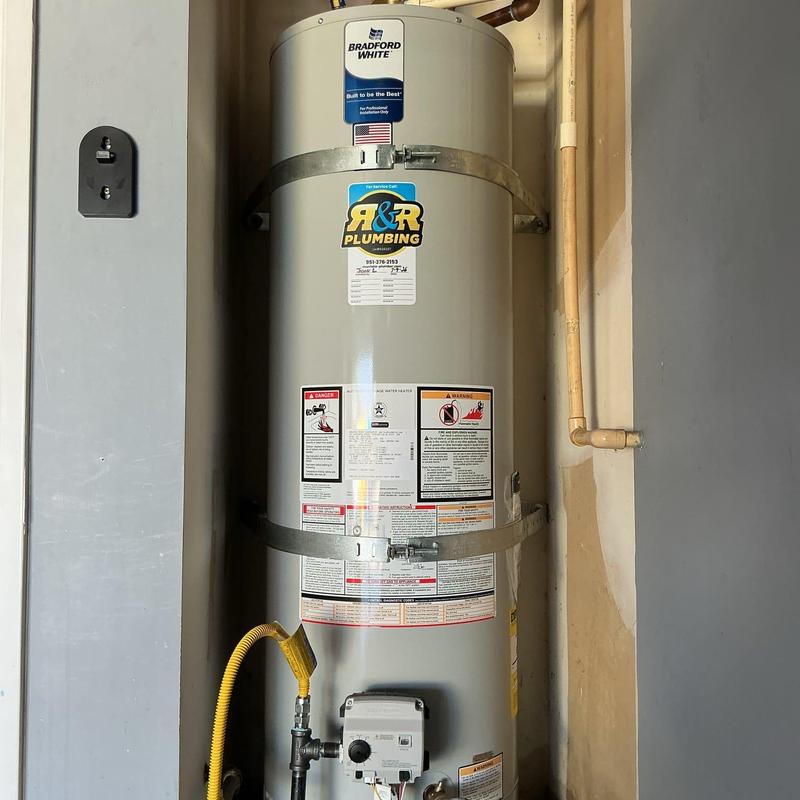 Water heater with new gas line and expansion tank installation