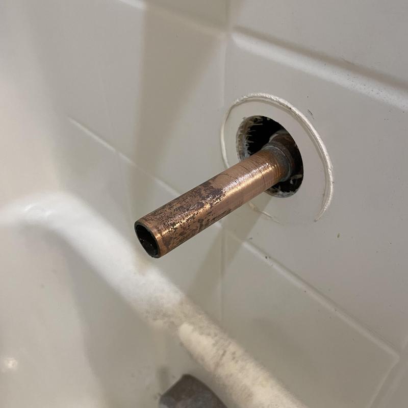 Bathtub spout pipe without spout installed