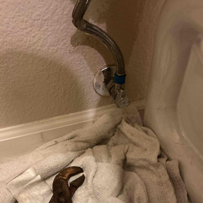 Chrome angle stop valve with braided supply line installation