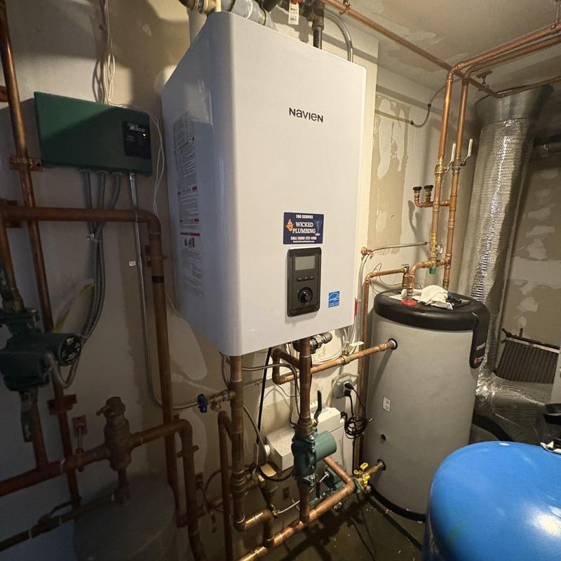 Navien tankless boiler with copper piping installation
