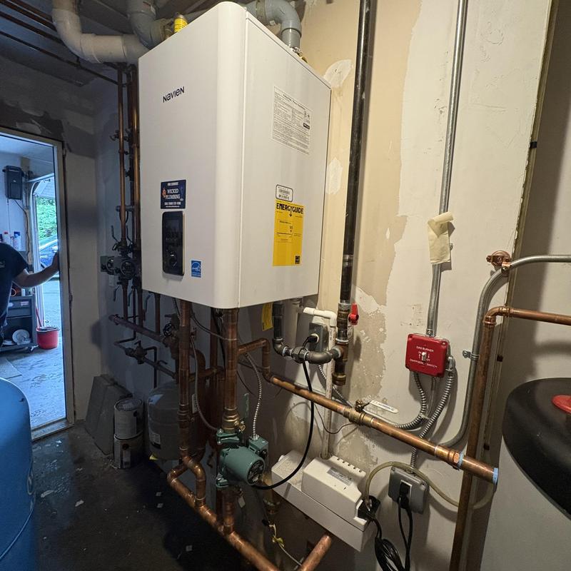 Navien boiler system with new copper piping installation