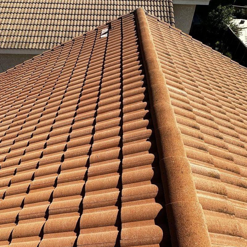 Tile roof installation with ridge cap in Glendora, CA Tile roof installation with ridge cap in Glendora, CA