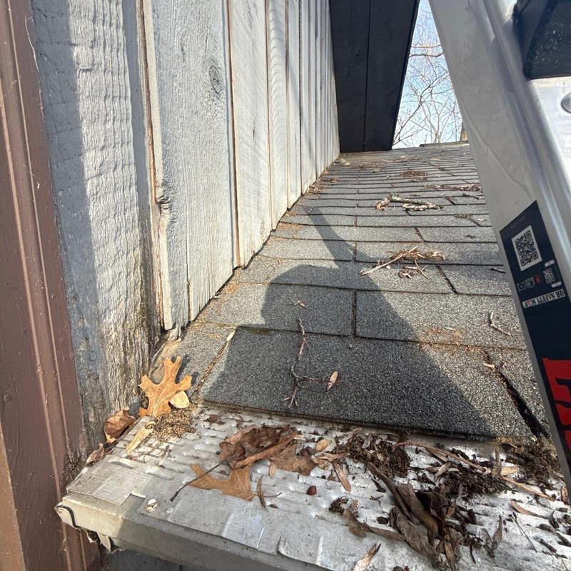 Roof shingles and flashing with hail damage inspection
