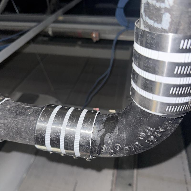 2” cast iron pipe with stainless clamps installation