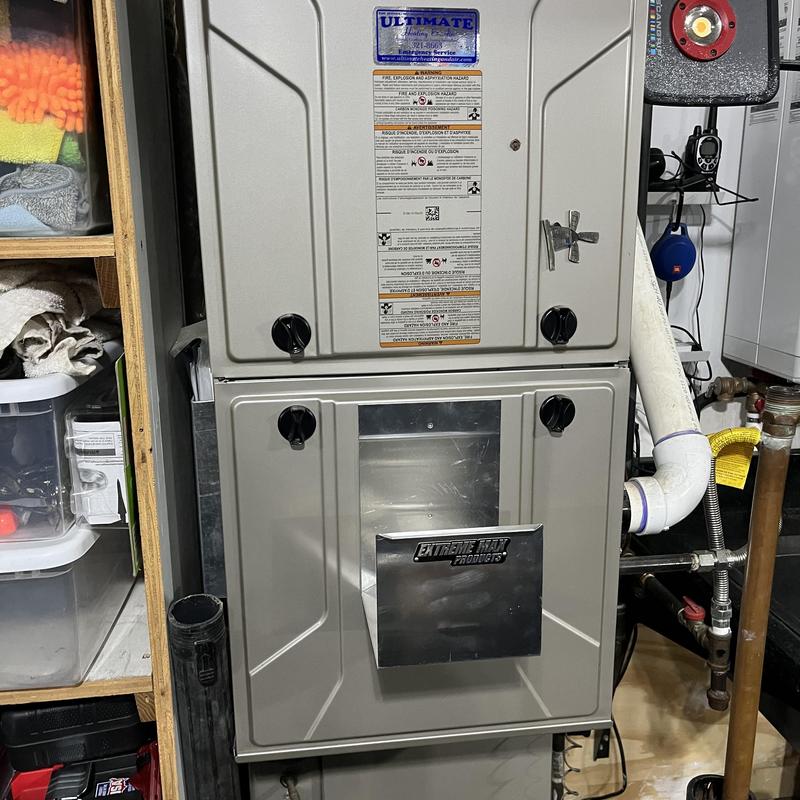Furnace unit with Extreme Heat Products vent panel installed Furnace unit with Extreme Heat Products vent panel installed