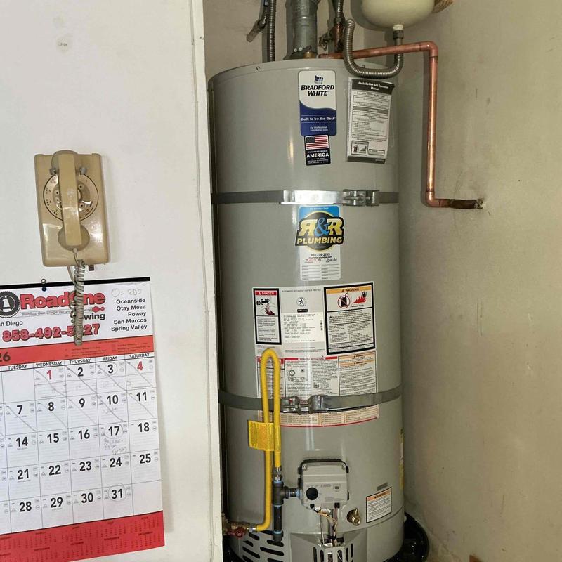 50-gallon water heater with supply and T&P line