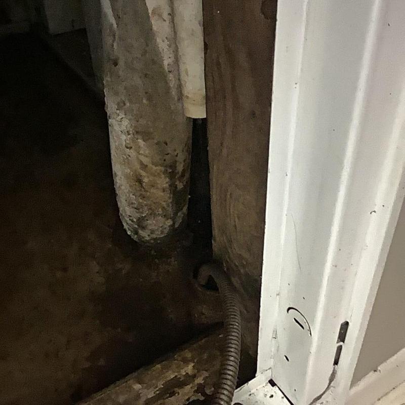 AC condensate drain pipe with cleaning hose in apartment AC condensate drain pipe with cleaning hose in apartment