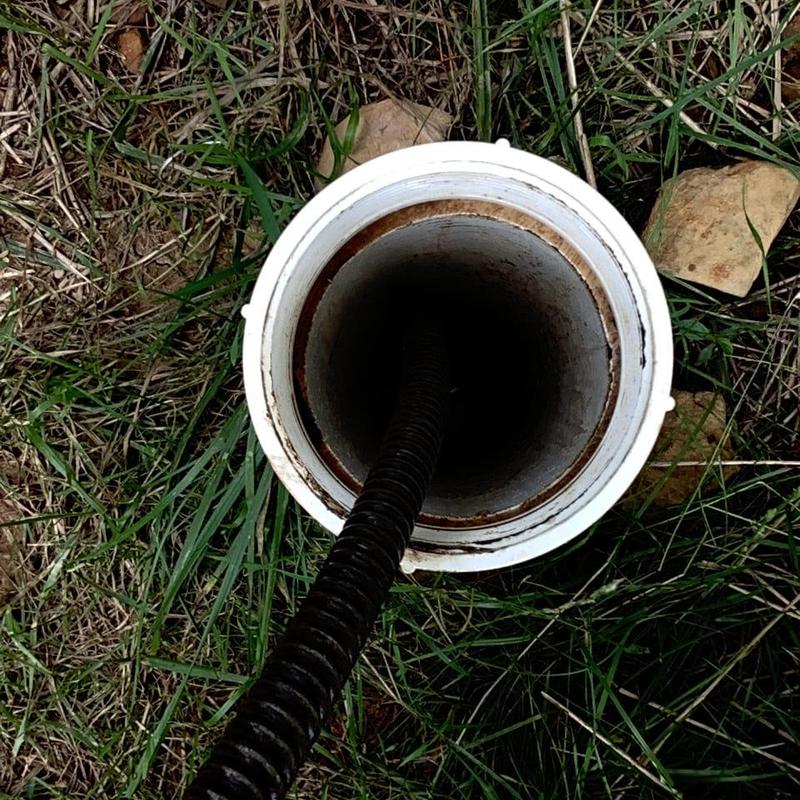 Mainline sewer pipe with drain cleaning cable Mainline sewer pipe with drain cleaning cable