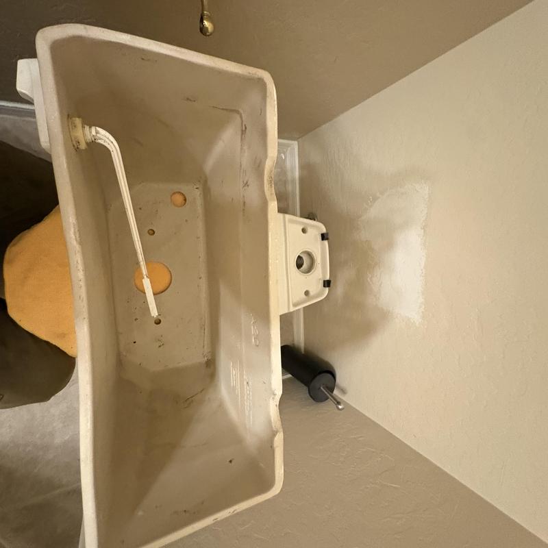Toilet tank interior with fill valve assembly removed