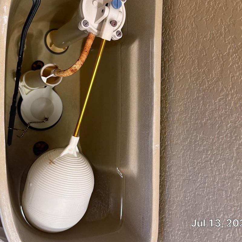 Toilet fill valve and float inside tank Toilet fill valve and float inside tank