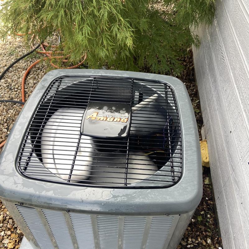 Condenser unit with dirty coils and damaged capacitor Condenser unit with dirty coils and damaged capacitor