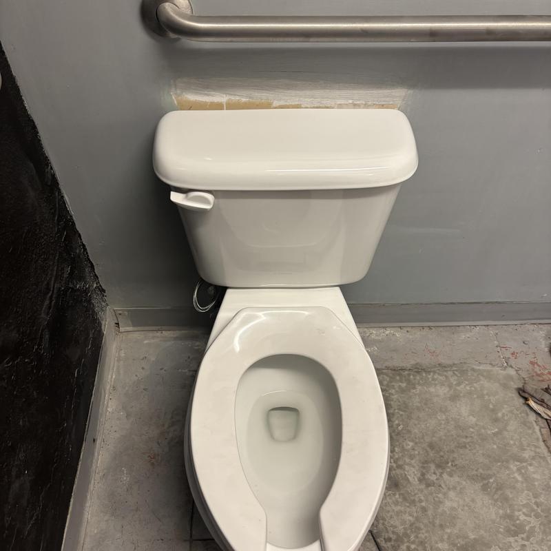 Toilet replacement in commercial restroom with grab bar Toilet replacement in commercial restroom with grab bar