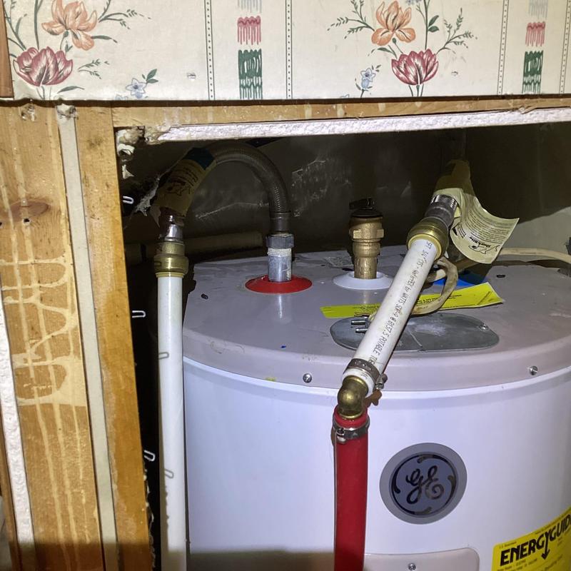 Water heater with flexible supply lines and valves Water heater with flexible supply lines and valves