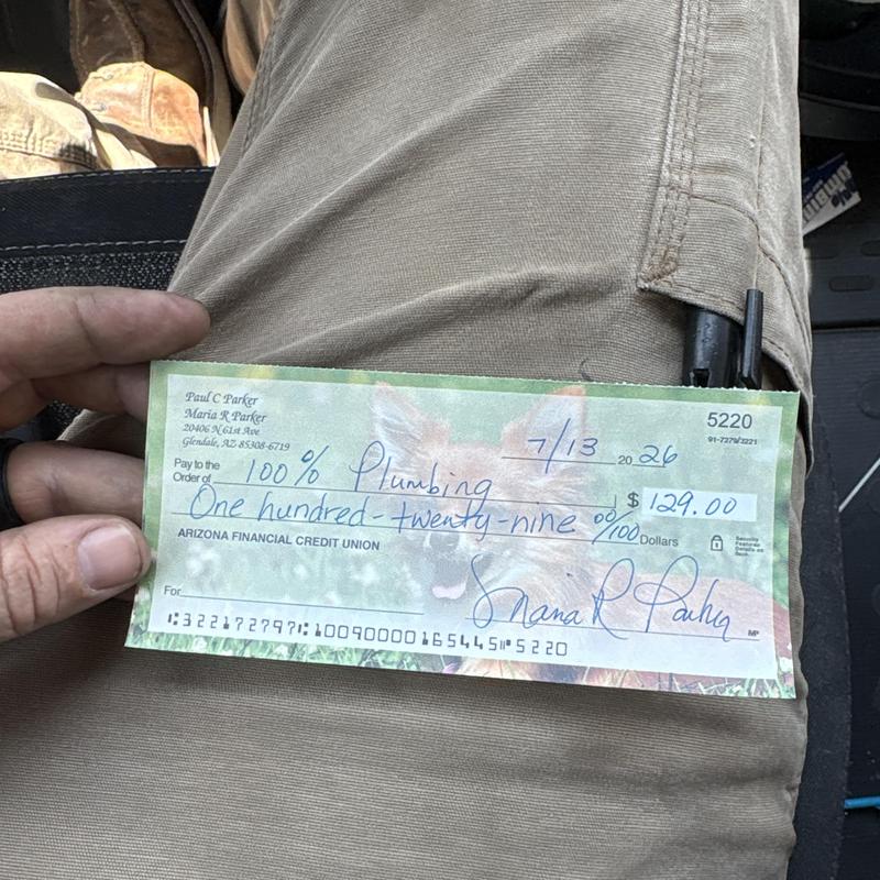 LAV cartridge installation payment check in hand