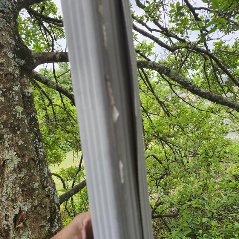 Gutter section showing separation and damage in Blountville