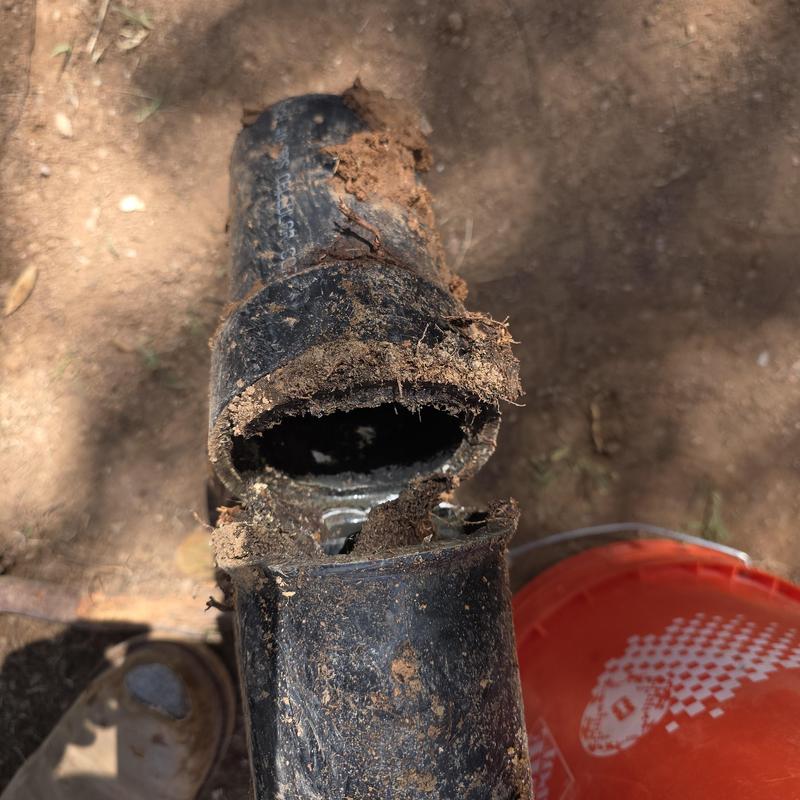ABS sewer main line broken in three spots outdoors