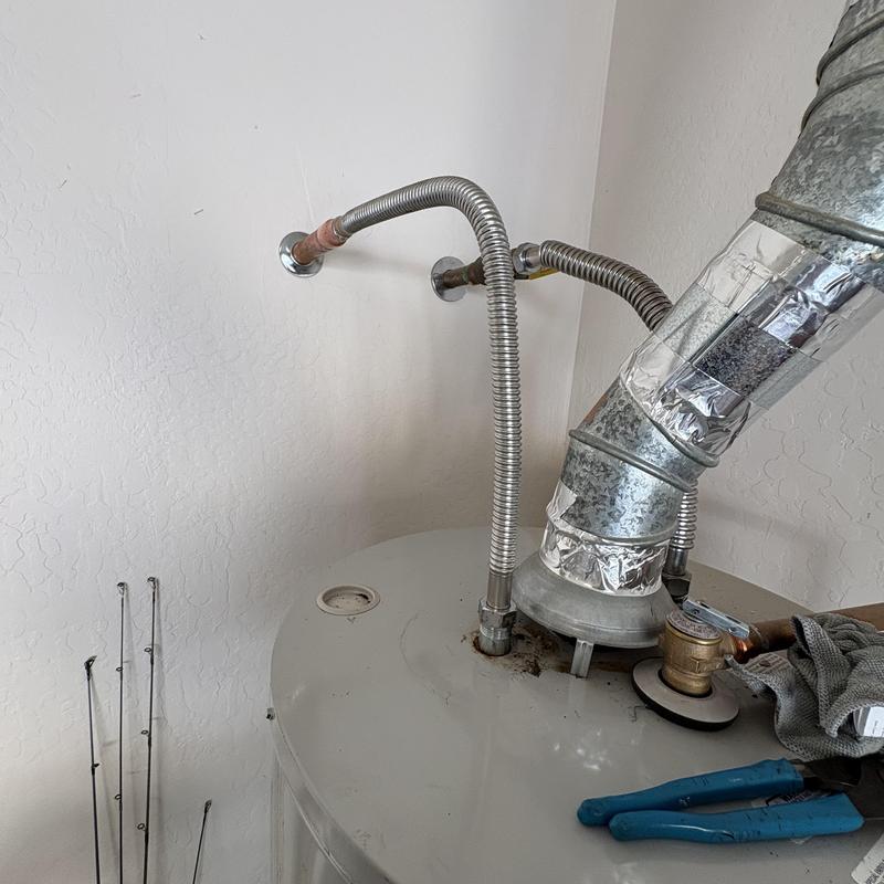 Quarter turn angle stop on water heater with piping